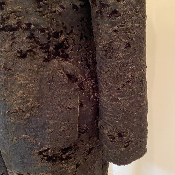 Gallery Womens Coat M Black Faux Persian Lamb Large Notch Collar - Picture 5 of 15